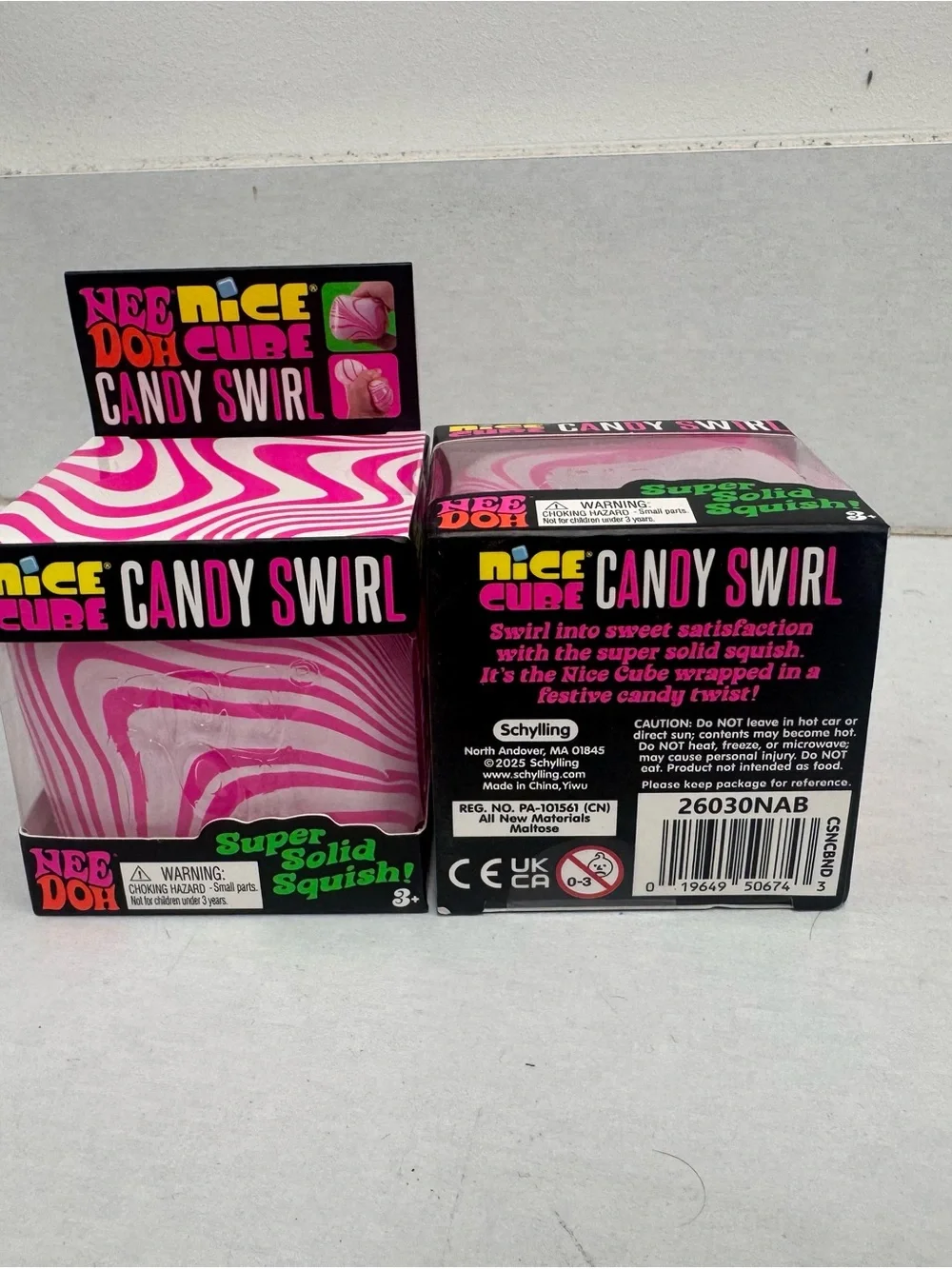 Nice Doh Cube Candy Swirl Pink Squish 2lot-